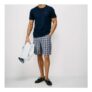 Crew Clothing Basketweave Linen Blend Shorts in Navy Check