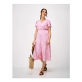 Crew Clothing Floral V-Neck Puff Sleeve Midi Tea Dress