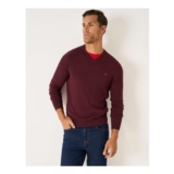 Crew Clothing Organic Cotton V-Neck Jumper in Burgundy