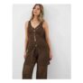 Crochet Knit Sleeveless Top Brown