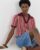 Crochet Stripe Knitted Short Sleeve Polo Top in Pink Multicoloured, sizes 8/10 – 32/34