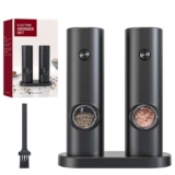 Crosiko KYMQ-14 Electric Pepper Salt Grinder with LED Light One Press 5 Adjustable Levels – Sold by CROSIKO Store (Welcome Deal)