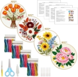 Cross Stitch Fabric Set, 4PCS Embroidery Kit, Cross Stitch Kits for Adults