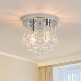 Crystal Ceiling Lighting Fixture,Mini Flush Mount Ceiling Light, Modern Crystal Chandelier for Living Room,Kitchen, Hallway,Dining Room (Silver K)