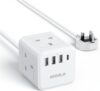 Cube Extension Lead with 4 USB Slots, Kemelo 4 Way (13A/3250W) Multi Plug Extension Cable with Child Safety UK Desktop Power Extension Socket,1.5M Extension Cords for Home Dorm Office Travel