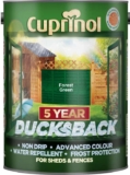 Cuprinol Ducksback 5 Year Waterproof for Sheds and Fences, 5L – Forest Green