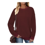 Cuptacc Womens Ribbed Long Sleeve Jumper Wine Red M