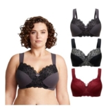 Curve Muse Minimizer Wirefree Bras 3-Pack Burgundy Black Grey 44DDD