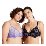 Curve Muse Plus-Size Full-Coverage Lightly-Padded Lace Underwire Bra 2PK (32DDD)