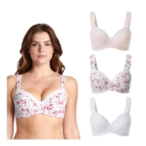 Curve Muse Underwire Balconette Cotton Bra 3PK Pink White 36DDD