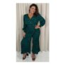 CurveWow v Neck Pleated Jumpsuit Green Anima (Sizes 18 & 24)l