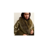 Curves Khaki Faux Fur Trimmed Faux Jacket