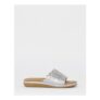 Cushion Walk Silver Floral Slide Sandals – Wide Fit (E)