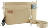 D.DUO Bag Organizer Insert, Crossbody Bag, Tote Organizer Insert with Adjustable Bag Strap, Waterproof Nylon Purse Inserts (Beige, L)