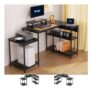 DEAL STACK – L-Shaped Corner Desk with Monitor Stand, 152×80 Cm, Black