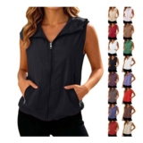DEAL STACK – Lightweight Womens Gilet UPF50 Vest with Pockets, Black XL