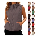 DEAL STACK – Lightweight Womens Vest UPF 50 Full-Zip Sleeveless Pockets Khaki