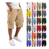 DEAL STACK – Mens Cargo Shorts, 3/4 Length, Quick-Dry Cotton, Khaki, L