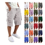 DEAL STACK – Mens Cargo Shorts, 3/4 Length, Quick-Dry Cotton, Light Gray, L
