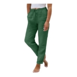 DEAL STACK – Petite Linen Wide-Leg Trousers with Pocket, Elasticated Waist