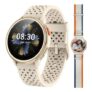DEAL STACK – Quican Smart Watches, 1.27-Inch Round, Beige, Answer/Make Call