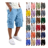 DEAL STACK – SXcggal Cargo Shorts Men Quick-Dry Breathable Pockets Light Blue
