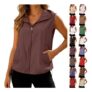 DEAL STACK – Womens Lightweight Full-Zip Vest with Pockets UPF50 Wine L