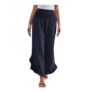 DEAL STACK – Yolimok Cropped Linen Wide-Leg Trousers, Elasticated High-Waisted Navy
