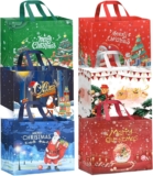 DECHISY 6 Pack Christmas Bags for PresentsReusable Non-Woven Christmas Shopping Bags with HandleXmas Tote Bag for Gifts Wrapping322517 cm