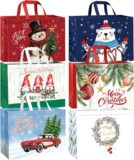 DECHISY 6 Pack Extra Large Christmas Bags, Reusable Non-Woven Christmas bags with Handle for Xmas Presents Shopping (43 32 17.3 cm)