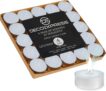 DECO EXPRESS Tealight Candles Multipack of 200, 100, 50, 25 or 24, Burning Time 4, 8 or 10 Hours – Tea Lights Candles (Let It Snow 25/4 Hour)