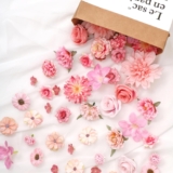 DEMIUKO 58 PCS Artificial Flower Heads Fake Peony Dahlia Rose for DIY Craft