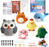 DEMIUKO Crochet Kit for Beginners 6 Crochet Animals DIY Crafts Gift Set