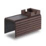 DETOR Sofa Arm Tray with Cup Holder, Walnut Finish