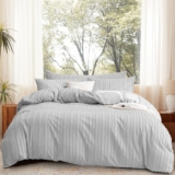 DJY Light Grey Boho Duvet Cover Set King Size 3PCS-Textured Tufted Bedding Set, Soft and Lightweight Bed Cover with Zipper Closure (King, 230x220cm)