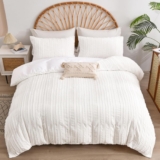 DJY White Bedding Set Double Size 3PCS-Plain Tufted Duvet Cover Set, Soft Microfiber Lightweight Duvet Cover Set with Zipper Closure (Double, 200x200cm)