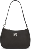 DKNY Womens Jenny Top Zip Shoulder Bag, 100% Polyester with PU Trim, Black