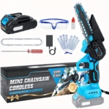 DODOWIN 550W Mini Chainsaw Cordless 6 Inch with 1 Battery, Pruning Saw Kit