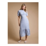 DOROTHY PERKINS Blue Leopard Tie Back Tiered Jersey Midi Dress