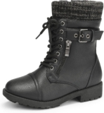 DREAM PAIRS Girls Mid Calf Combat Boots with Side Zipper Plush Lined Warm Winter Ankle Anti-Slip Boots