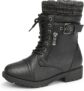 DREAM PAIRS Girls Mid Calf Combat Boots with Side Zipper Plush Lined Warm Winter Ankle Anti-Slip Boots