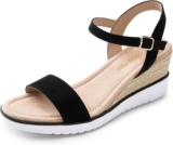 DREAM PAIRS Womens Espadrille Wedge Sandals Ankle Strap Slingback Platform Sandals Non-Slip Outsole for a laidback casual look