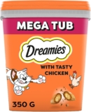DREAMIES – Chicken Cat Treats – 2x350g – Multipack Snacks 2 Mega Tubs – Bulk Cat Food
