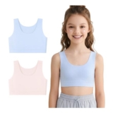 DRMYDRM Girls Sports Bras, Crop Tops, Non-Padded, 7-12 Years, Multipack