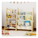DUHARS Toy Storage Organizer and Kids Bookshelf, Natural Wood