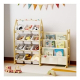 DUHARS Wooden Toy Storage Organizer with 12 Bins Kids Bookshelf