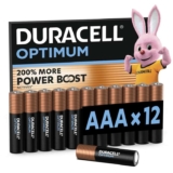 DURACELL Optimum AAA Alkaline Batteries (12 Pack) 1.5V, LR03 Triple A Battery – For High Drain Devices S&S £9.49