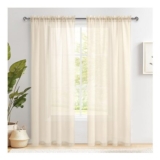 DWCN Beige Net Curtains, 72-Inch Drop, Rod Pocket Voile