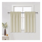 DWCN Light Beige Darkening Curtains, 42×36, Rod Pocket, 2 Panels