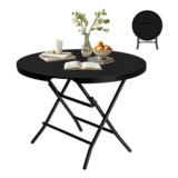 DWVO 80cm round Folding Table – Outdoor Patio Black